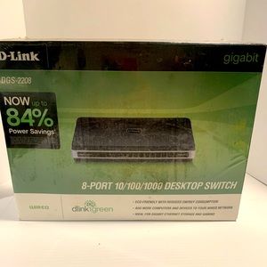 D-Link DGS-2208 Ethernet Switch 10/100/1000 8Port (8 Port) Gigabit NEW SEALED!!